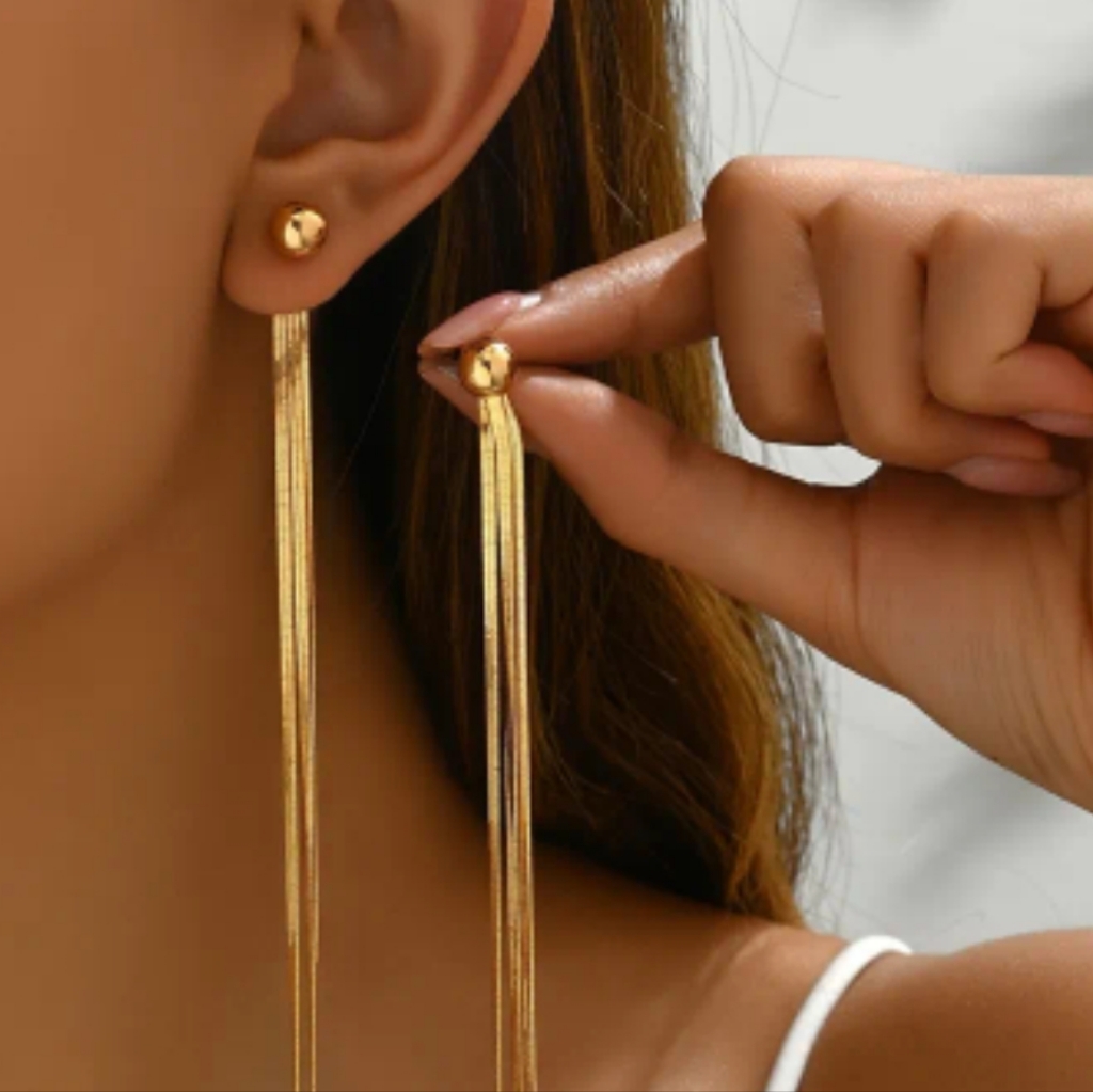 18 Kt Gold Plated Tassle Earrings Stunning